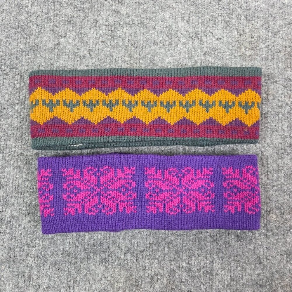 2 Handmade 100% Wool Women's Headband by Mountain Ladies & Ewe USA Fair Isle